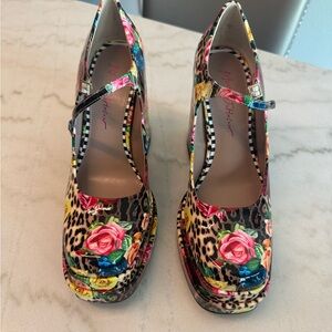 Betsey Johnson Multicolor Floral Leopard Heels